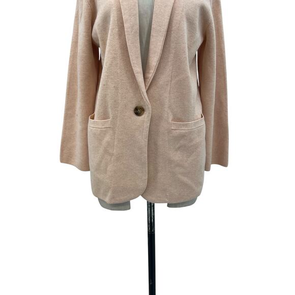 J. Crew Cecile Relaxed Sweater-Blazer Knit Merino Wool Pale Pink Size Small - Picture 5 of 10